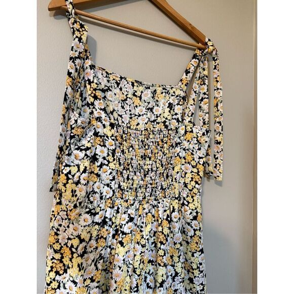 Sanctuary Size XL Ditzy Floral Tiered Maxi Dress Black Butter Yellow Daisy Print - Picture 11 of 14